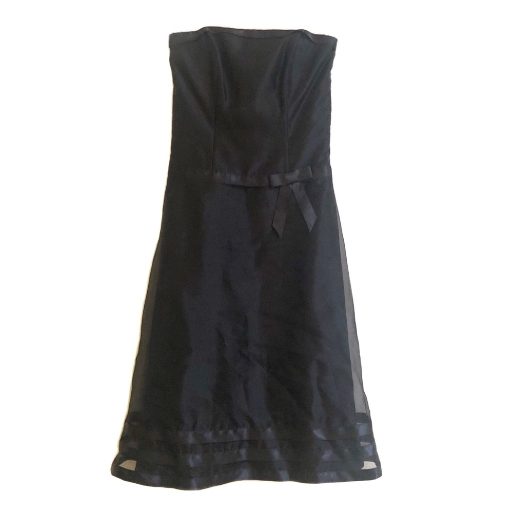 Dessy Collection Strapless Bridal Midi Cocktail Wedding Formal Black Dress EUC 6